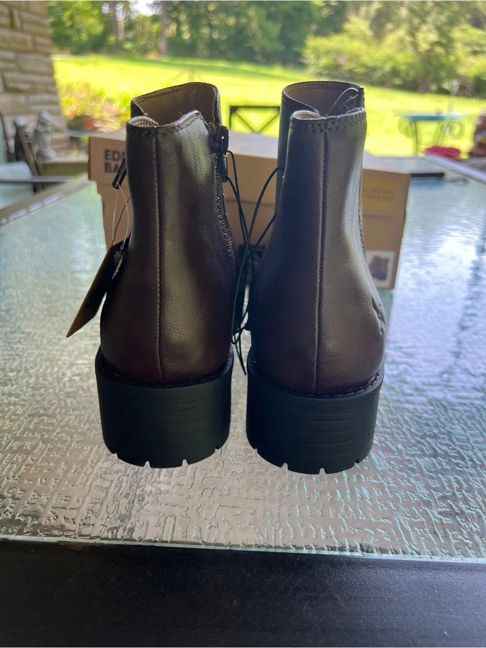 Eddie Bauer Size 8.5M Clea Double Side Zip Casual Womens Ankle Boots Dark Brown